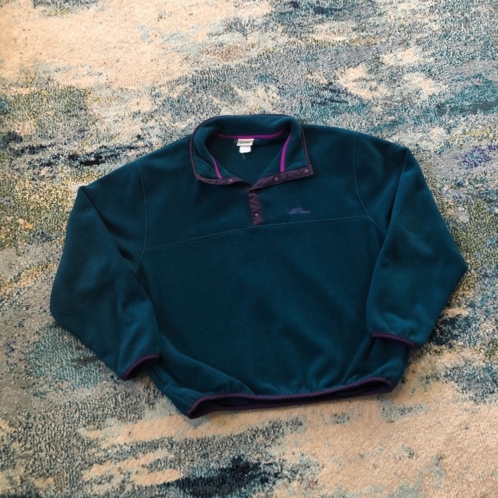 L.L. Bean Teal Zip Up Sweater vintage